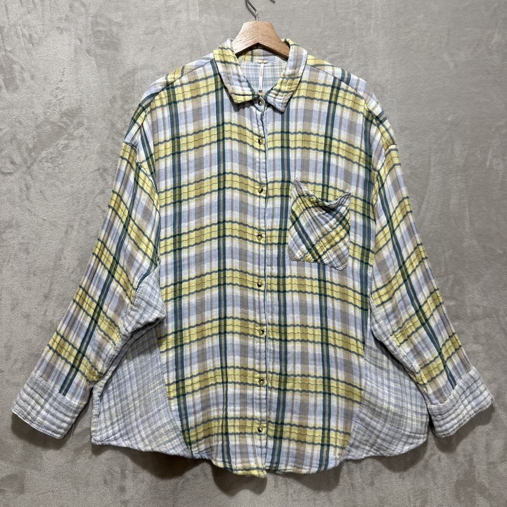 Free People One Of The Guys Plaid‎ Flannel Shirt Women's Size Medium